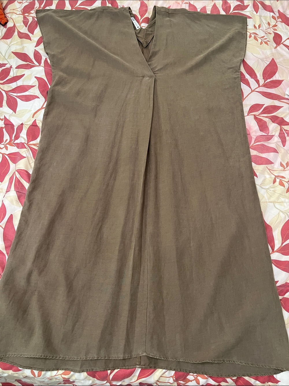 Zara Olive Brown V-Neck Maxi Dress
